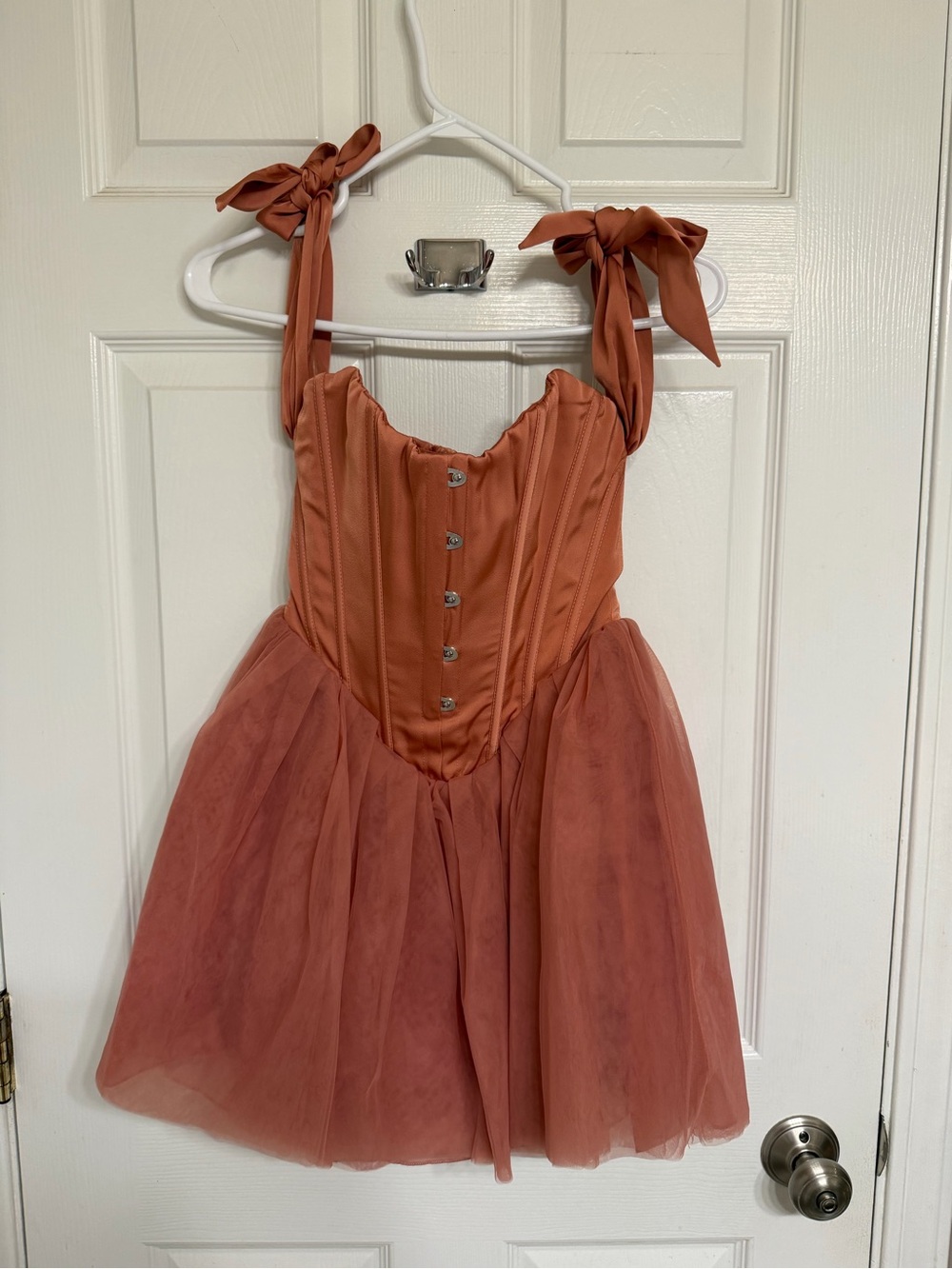 Oh Polly - REINE Size XS - Off-Shoulder Rose Pink Corset Tulle Mini Dress. - Picture 9 of 11
